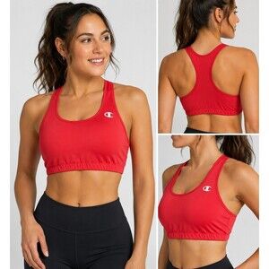 Champion Sports Bra Women M Red Racerback Compression Gym Workout Activewear
